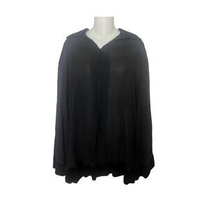 Vivienne Tam Vintage Black Crepe Crinkled Sheer Velvet Trim Top Sz 1 S/M/L